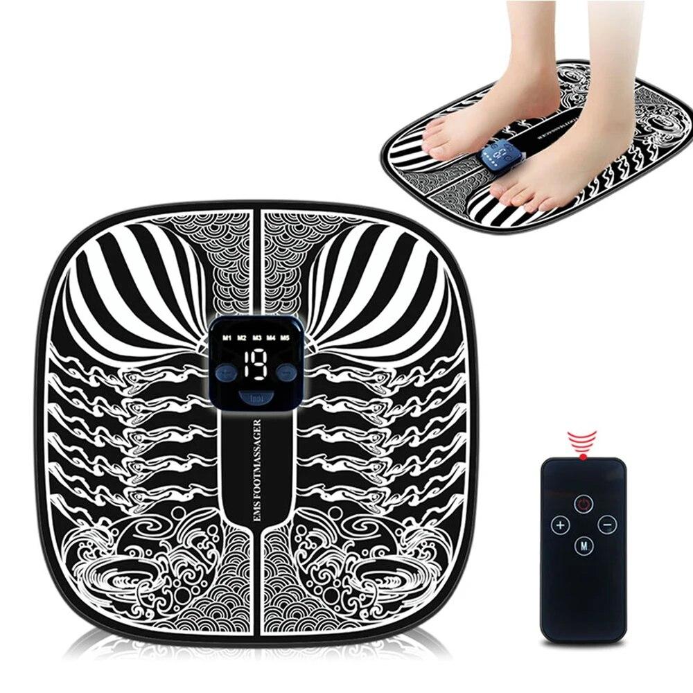 Smart EMS Foot Massager Pad Pulse Physiotherapy Wireless 6 ModeS 19 Levels Of Intensity Micro-current Foot Vibrate Massage Mat