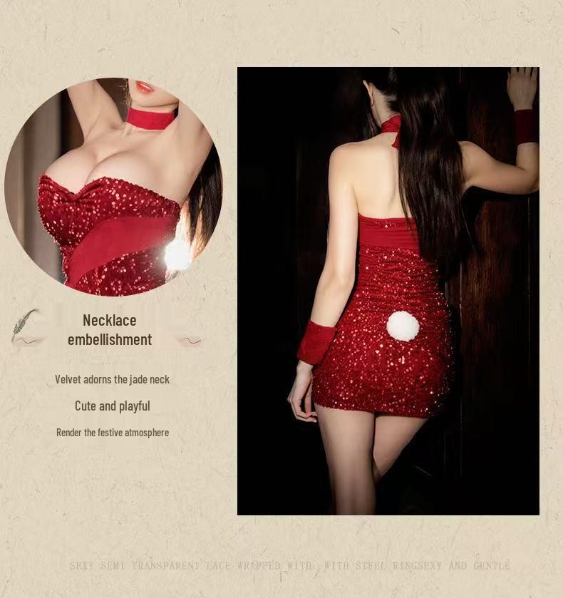 Mu Cheng Velvet Bunny Girl Lingerie Set - Quick Release Christmas Costume