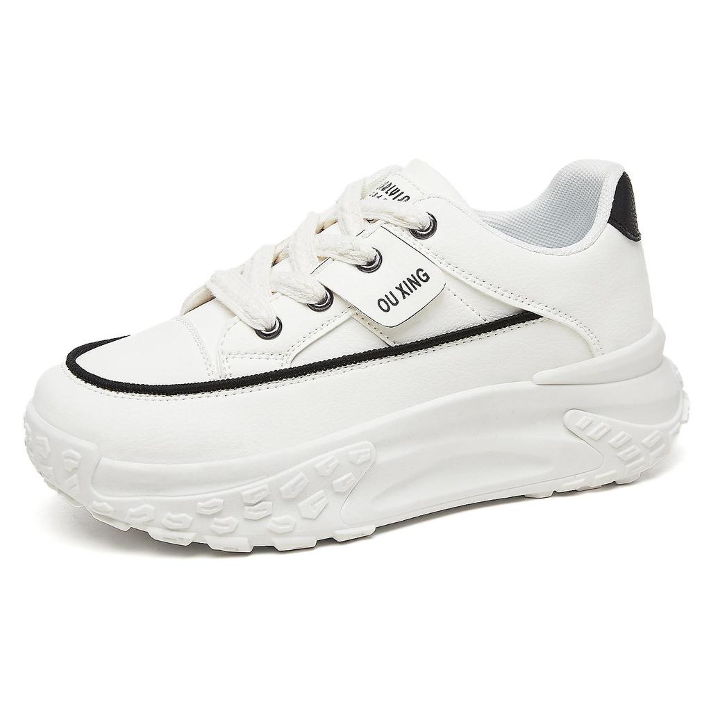 Fashion Spring White Platform Sneakers Women Shoes Anti-slip Leather Casual Shoes Thick Sole Ladies Shoes Height Increase Women Sneakers
