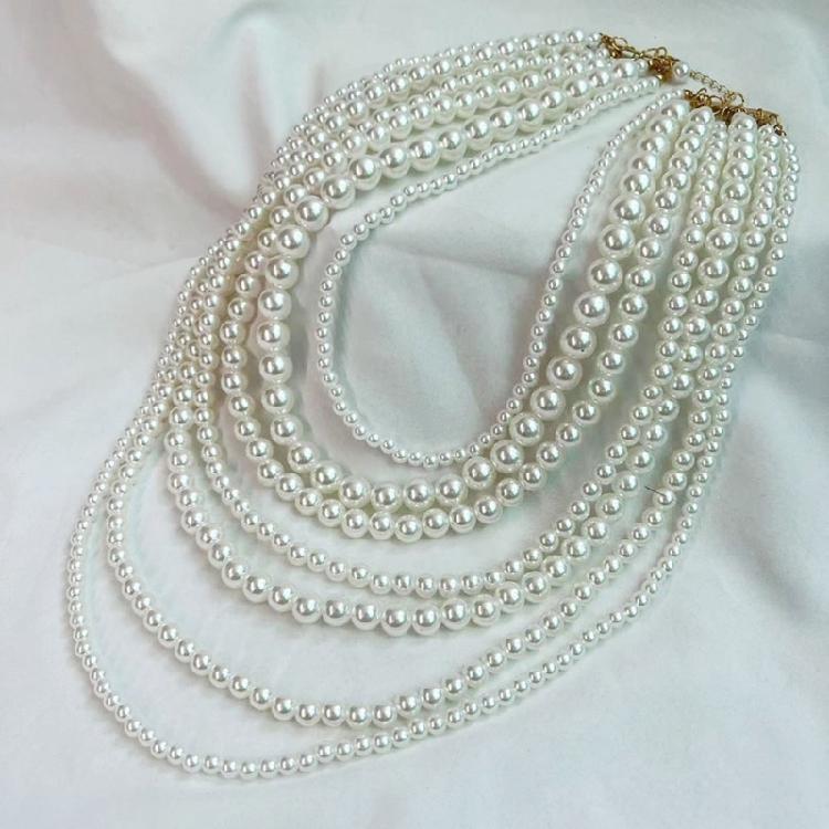 Комплект из ожерелья и серег с искусственным жемчугом Модный женский комплект ювелирных изделий: statement-ожерелье и серьги с искусственным жемчугом