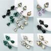 Drop-Shaped Glass Women Simple Earrings Fashion Alloy Inlaid Drill Baroque