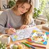 Educational Preschool Drawing Pad Hamster Coloring Book for Kids, Cute Animal Illustrations And Childrens Creative Floral Elements Book, Thick