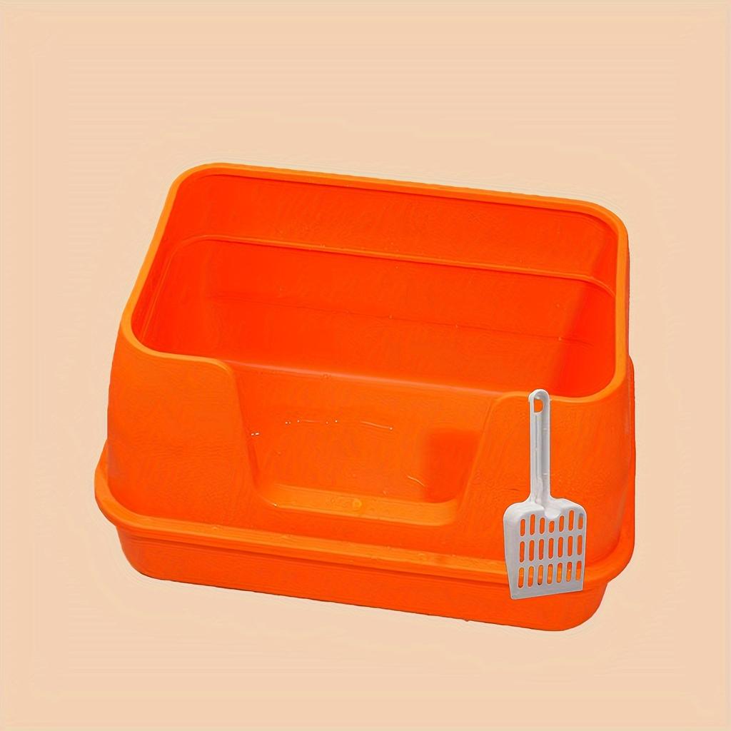 Очень большой ящик для кошачьего туалета с пластиковым совком, ящик для кошачьего туалета с высоким забором, кошачий туалет с легкой очисткой и защитой от брызг, туалет для домашних животных с лопаткой для туалета