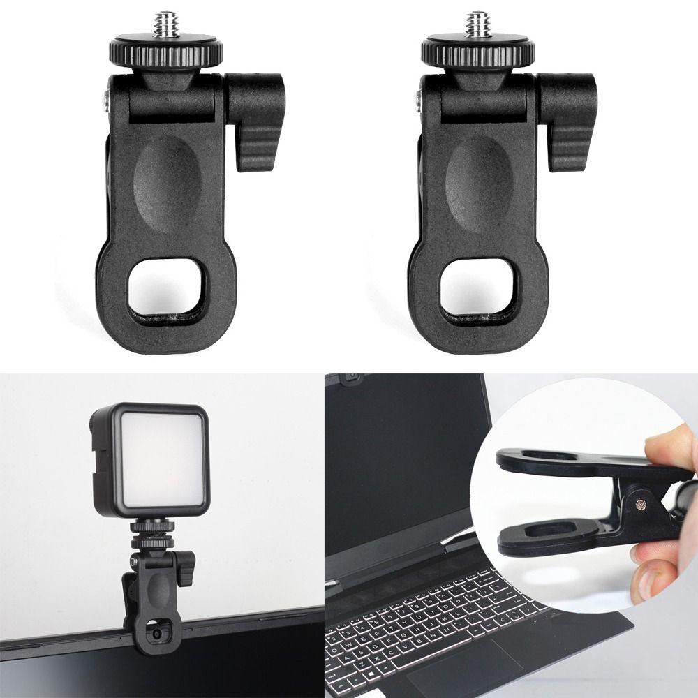 2 Pcs 1/4 Screw Mount Mini Fill Light Clip Plastic Mobile Phone Computer Fill Light Fixed LED Selfie Fill Light Clamp Portable