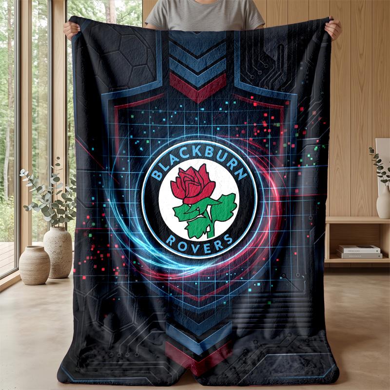 Blackburn Rovers Football Print Flannel Blanket, Soft Warm Lightweight Throw Blanket for Sofa Bed Camping