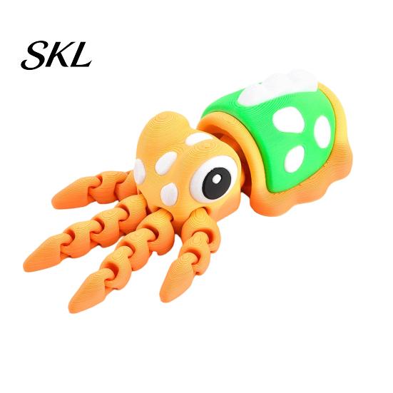 Colorful Desktop Figurine 3D Printed Animal Figures, Articulated Flexible Squid Model Sensory Stress Relief Fidget Toy Toy, Collectible Ocean