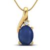 Blue Sapphire Oval Solitaire Necklace- 925 Sterling Silver