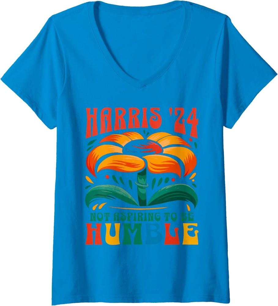Not Aspiring to Be Humble Kamala Harris Feminist Ladies' V-Neck Tshirt