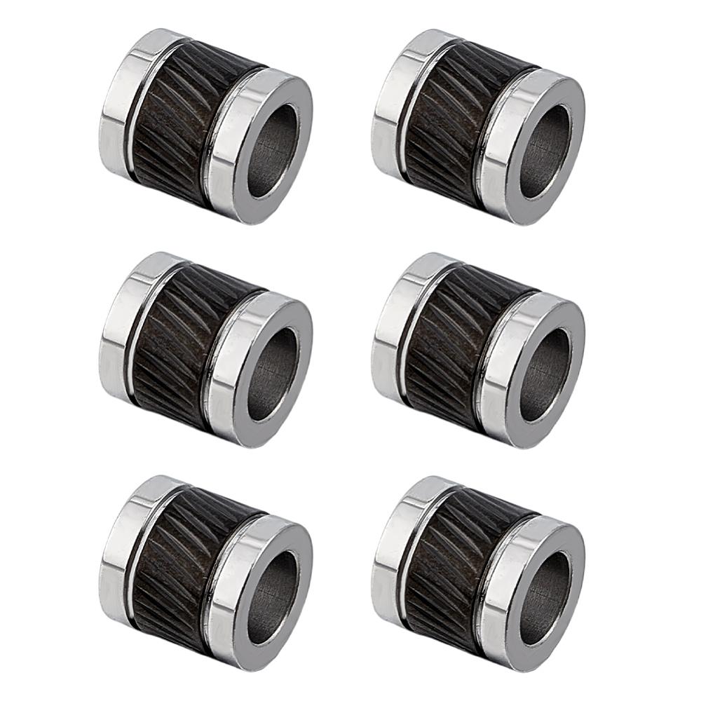 1set 6pcs 303 Stainless Steel European Beads Large Hole Beads Column Black 10x10mm Hole: 6mm
