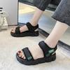Женские летние сандалии 2025 новые ins корейская версия прилив студент простые маффины толстая подошва модные универсальные папа женские сандалии