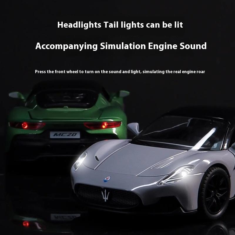 Литой 1/22 Maserati MC20 Суперкар Модель из сплава Звук и свет Игрушка с инерционным механизмом Игрушка спортивный автомобиль для мальчика Подарок на день рождения для ребенка
