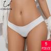 5Pcs/Lot Women Sexy Ice Silk Panties Low-waist No Trace Underwear Thong Female G String Breathable Lingerie Temptation Intimates