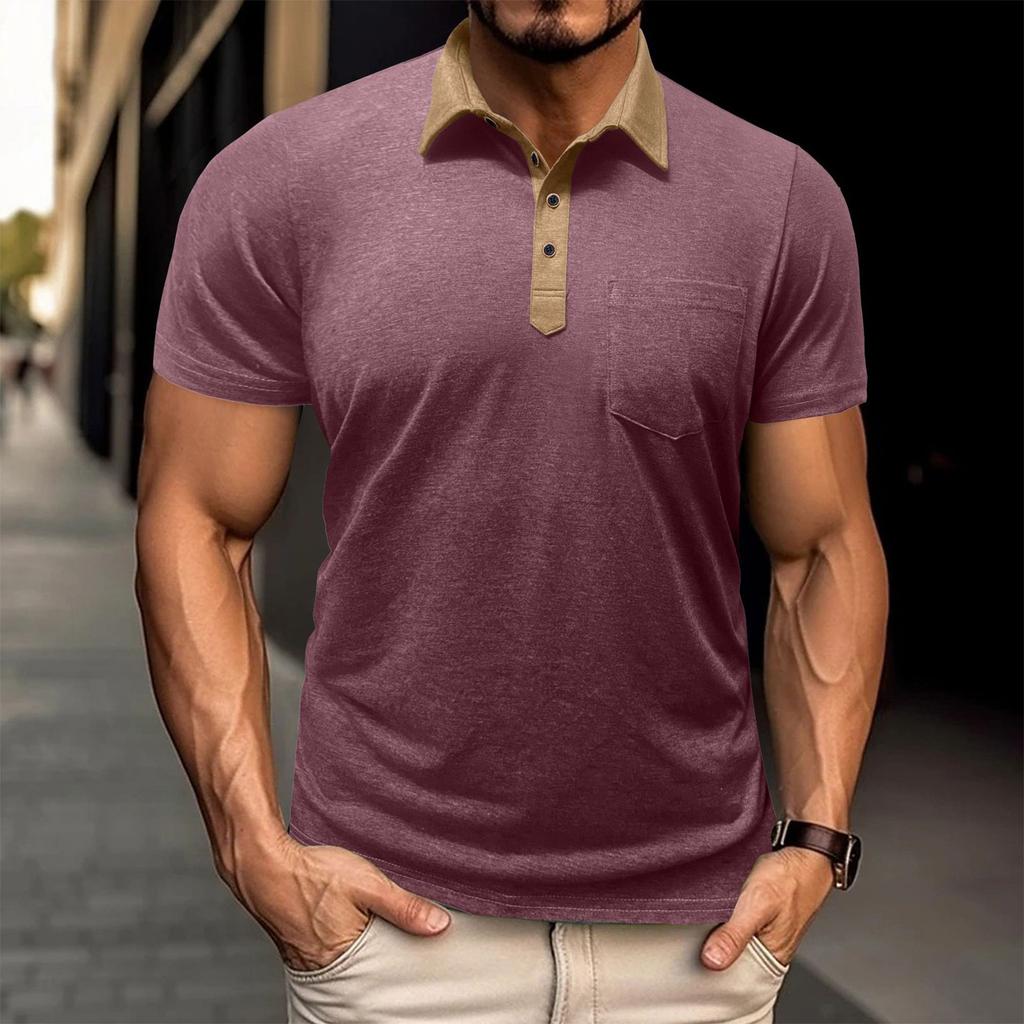 Мужская рубашка с коротким рукавом Мужская футболка с 4 пуговицами Повседневный топ