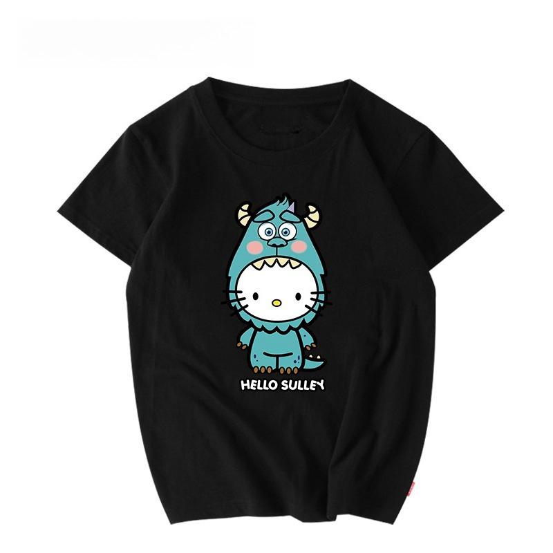 Sanrio 2026 Лето Комикс Форма Хелло Китти Изображение 100% Хлопок Повседневная Футболка Взрослый Дети Родитель-Ребенок Топ Домашняя Одежда Y2k