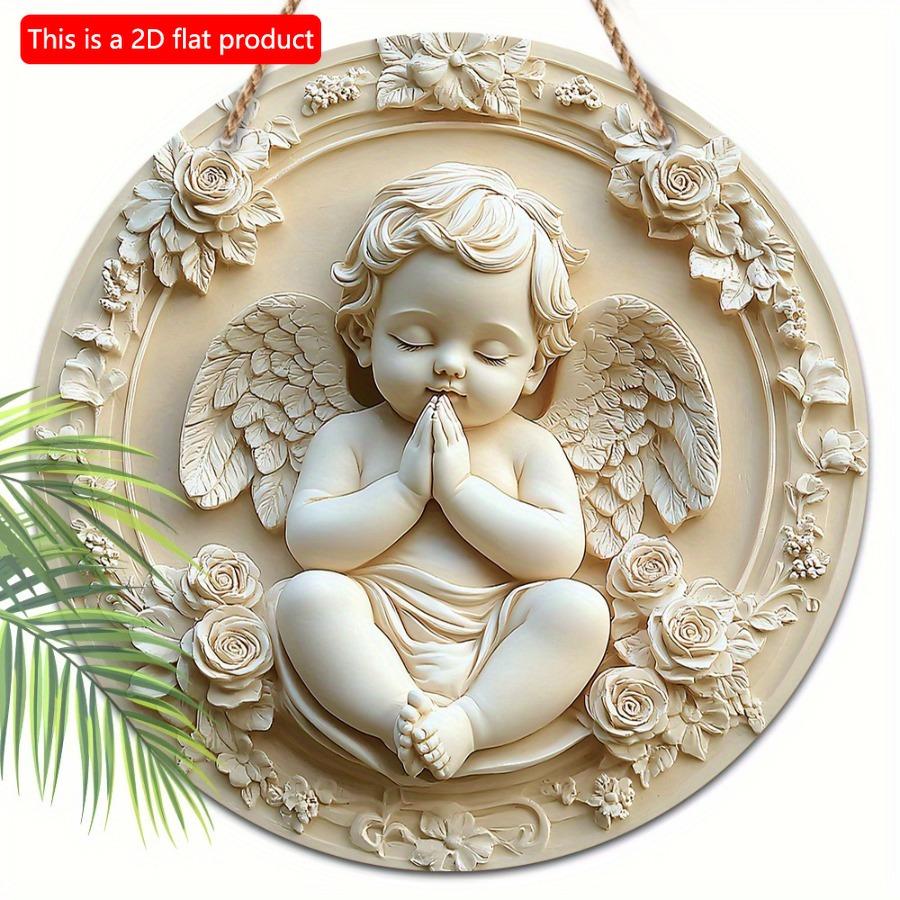 1 шт. 2d Плоский очаровательный ангел Молодежь Приветственный знак - 20 см Универсальное деревянное настенное искусство для дома и крыльца Декор, идеальный рождественский подарок, не требуется электричество