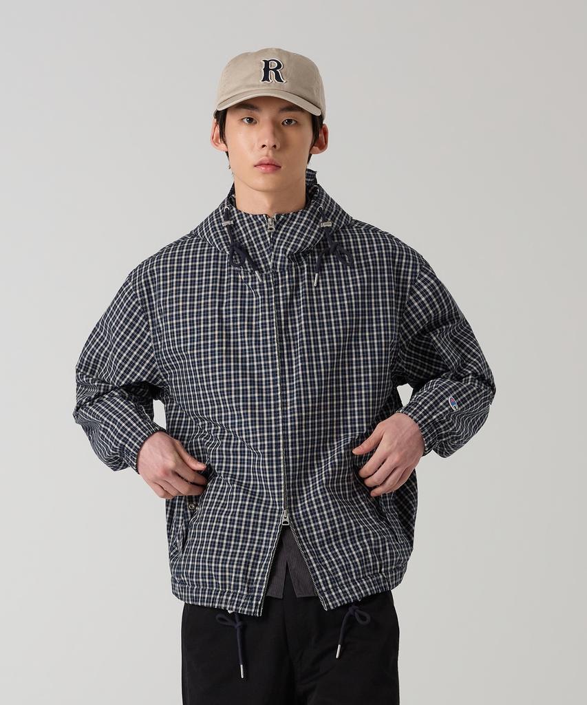 CHAMPION Check Cotton Windbreaker Navy