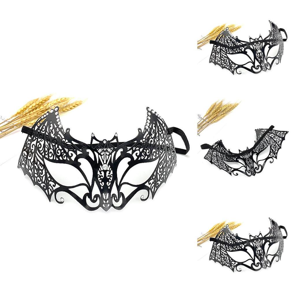 Elegant Black Metal Mask For Cosplay And Party Events With Sexy Halfface Design