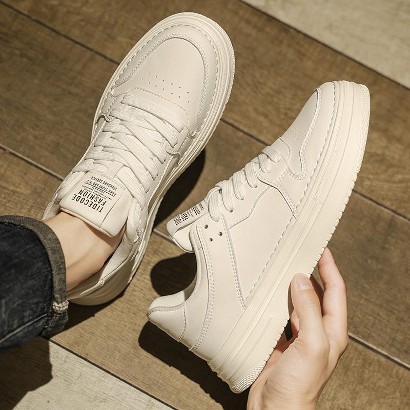 Autumn feeling white board shoes casual leather shoes sports thick sole increase