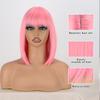 MISSQUEEN Женский прямой парик боб длиной до плеч с челкой, синтетическое волокно, натуральный короткий розовый парик боб, повседневная одежда для косплея