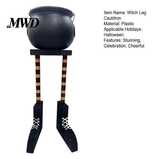 Halloween Gifts for Dorm Room Cauldron Candy Bowl, 20 Inch Witch Leg Dish Bucket, Decorative Accessories Party Plastic Large Pot Bucket Indoor Outdoor