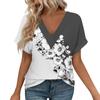 Women's Short Sleeve Shirts V Neck Print Tops Casual Tops Basic Tees Blouse Loose Tops