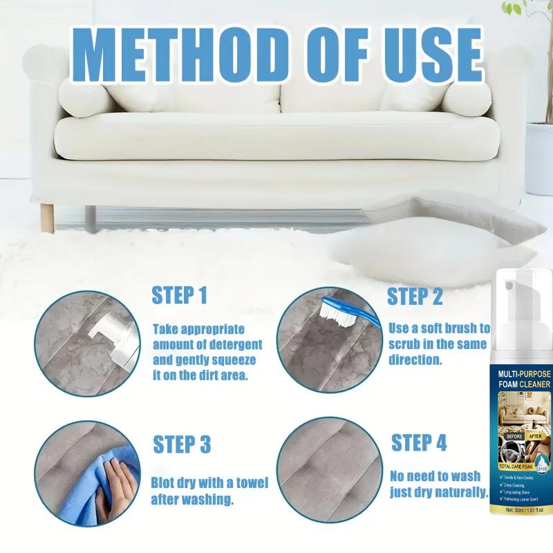 Powerful Fabric Sofa Foam Dry Cleaner, Multi-Functional Care Product, Strong Penetration,Effective Stain Removal,No Water Needed