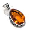 Цитрин Драгоценный камень 925 Стерлинговое серебро Ювелирная подвеска 2,09"