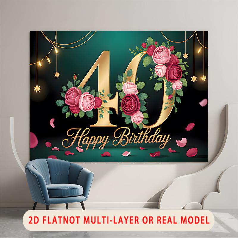 Party Backdrop Birthday Rose 40Th Photo Booth Background Wall Decor