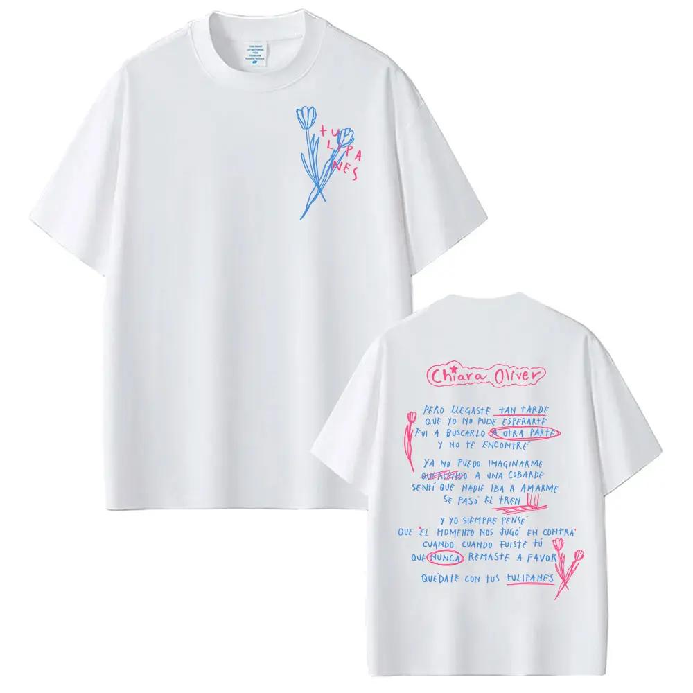 Singer CHIARA OLIVER Album Letters Graphic T-shirts Men Women Hot Sale Casual Cotton T Shirt Vintage Pop Music T-shirt Tops