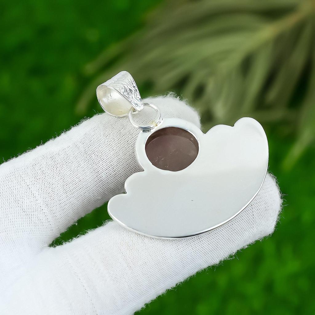 925 Silver Strawberry Quartz Gemstone Daughter Engagement Bezel Pendant Jewelry