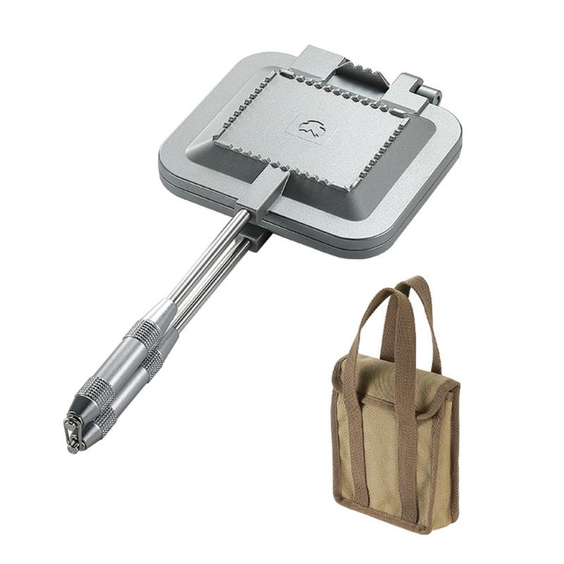 Сковорода для выпечки сэндвичей, переносная сковорода для жарки на открытом воздухе, съемная ручка, противень для гриля, двухсторонний поднос для завтрака, прочный