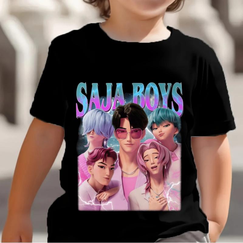 KPop Охотники на демонов Saja Boys Детские футболки Для девочек Мальчиков Мультяшные Топы с коротким рукавом Для фанатов аниме Футболка Детская одежда