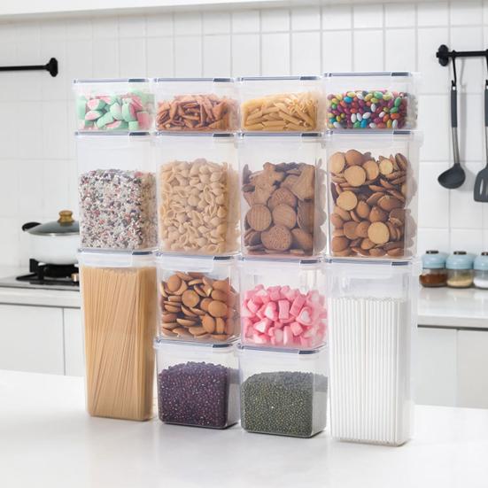 0,8 л/1,4 л/1,6 л/2 л/2,8 л прозрачные пластиковые банки для хранения герметичные влагостойкие прозрачные организованные контейнеры для хранения пищевых продуктов с широким горлышком