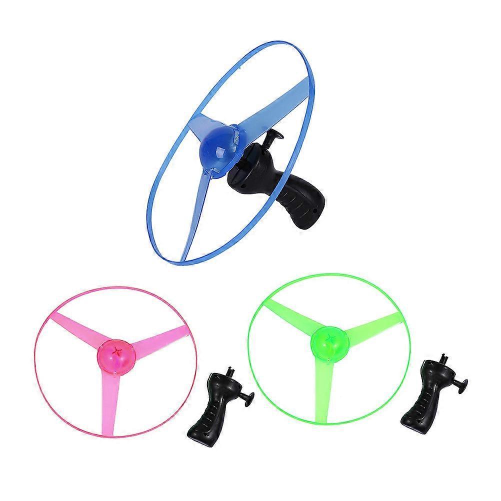 LED Flying Disc Toy with Launcher for Kids Outdoor Activities 3Pcs