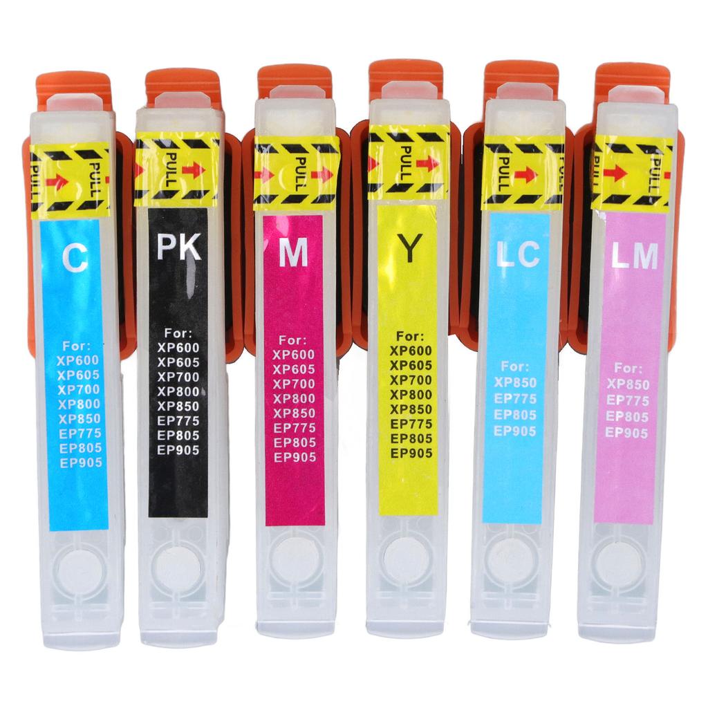 6 Pcs Ink Cartridge Reusable Black Cyan Magenta Yellow Light Cyan Light Magenta Printer Refill Ink Cartridge