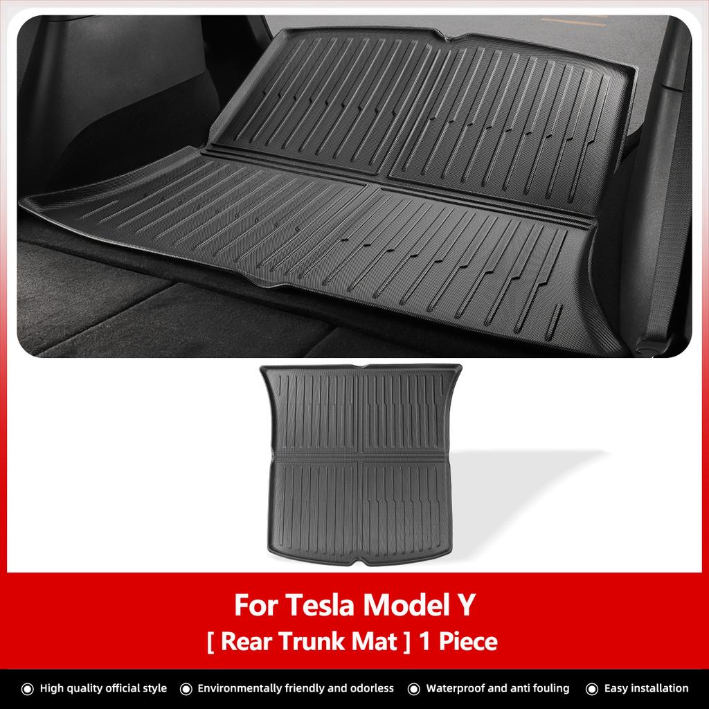 LUCKEASY For Tesla Model Y Rear Seat Backrest Protective Pad Trunk Mat Anti-Kick Pad Car Interior Accessories 2021-2024