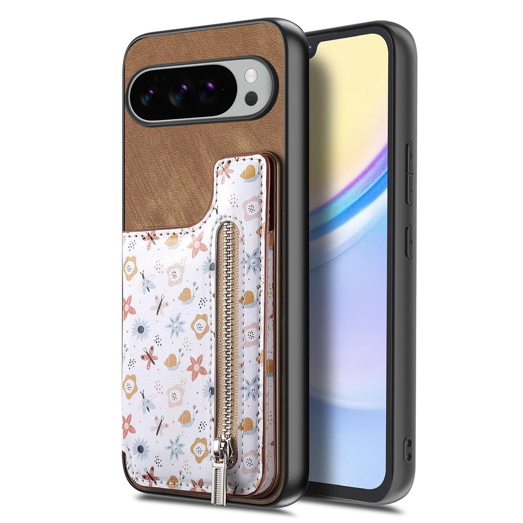 Для Google Pixel 10 Pro XL Кожаный чехол для телефона с RFID-блокировкой, кошелек на молнии, подставка