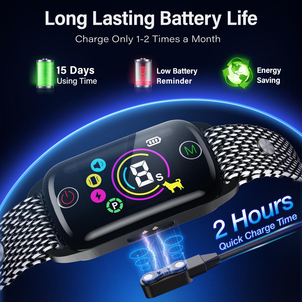 Умный ошейник от лая для собак, перезаряжаемый, анти-лай, с 8 регулируемыми уровнями чувствительности, шоковый ошейник от лая с 4 режимами тренировки, ошейник от лая для собак