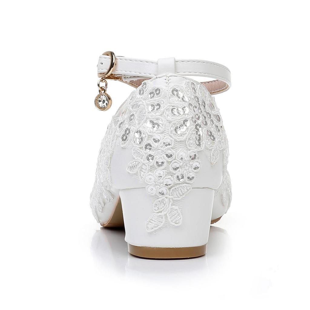 Crysta Queen женские белые кружевные свадебные туфли с блестками на высоком каблуке для вечеринки с круглым носком на заказ
