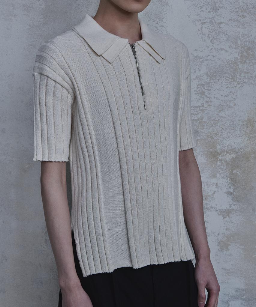 PARADIGMFILM [Ep.02] Double Collar Half Zip-Up Knit (Ivory)