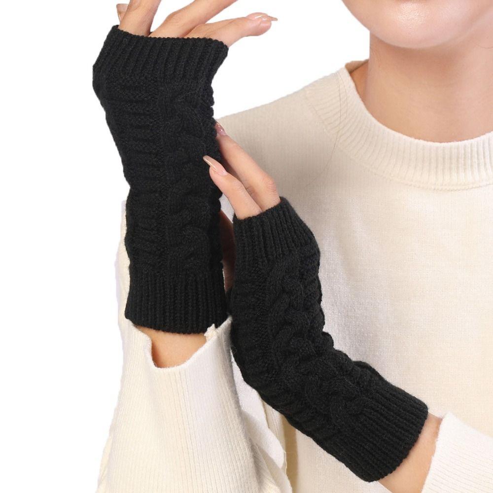 Outdoor Riding Mittens Knitted Gloves Half Finger Gloves Fashion Twists Gloves Men