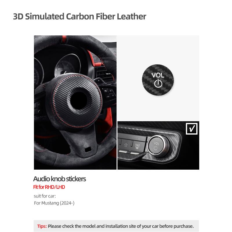 Make of Alcantara Betterhumz For Ford Mustang GT 2024 2025- Car Center Console AD Volume knob Trim Stickers Interior Accessories