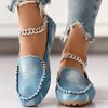 Fashion Women Flats Round Toe Thick Bottom Walking Flat Shoes Women New Casual Denim Shoes Spring  Autumn Vintage Chunky Sneakers Women
