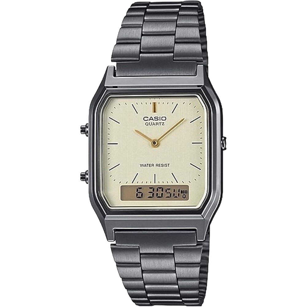 Casio Ana-Digi Quartz Watch Vintage Series AQ-230GG-9A Unisex Dual Time Light Gold