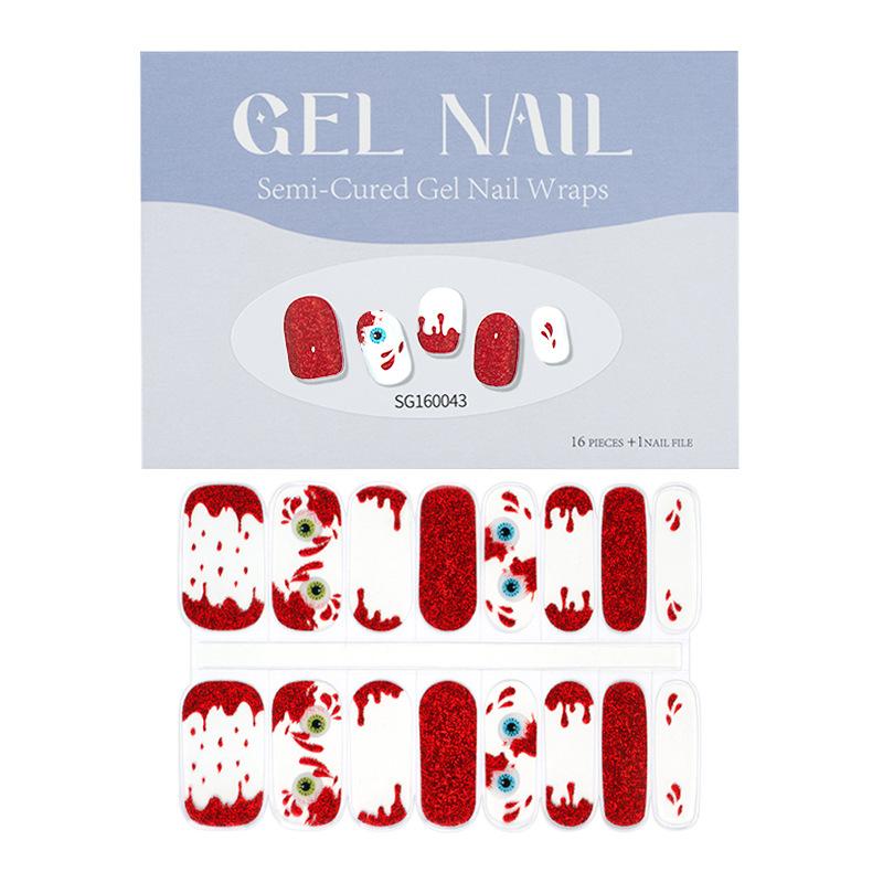 Thin Lamp Style Gel Nail Sticker 16-finger Extended Semi-curing Nail Sticker