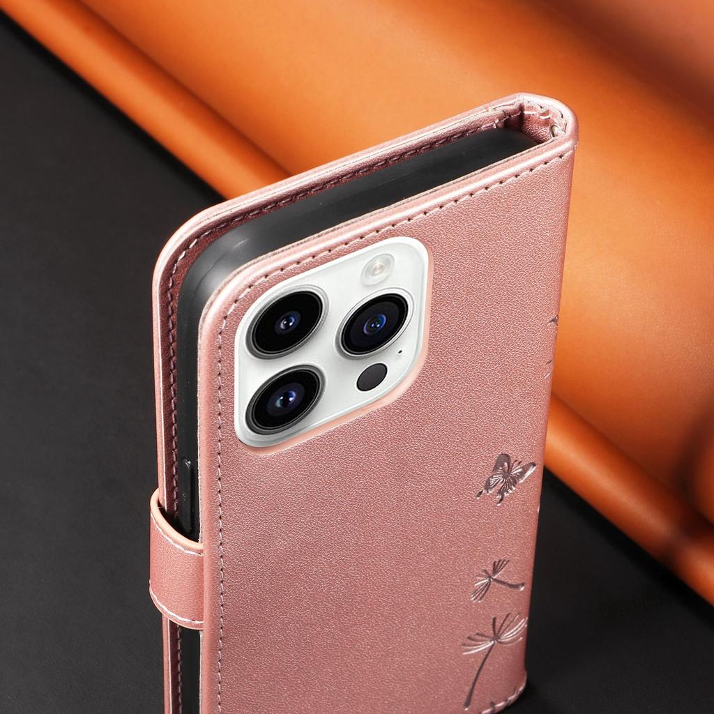 Leather Wallet Flip Case For OPPO A57S A77 A15 A15S A16 A16S A54S A17 A96 4G 5G Dandelion Embossed Design, Card Slots, Wrist Strap