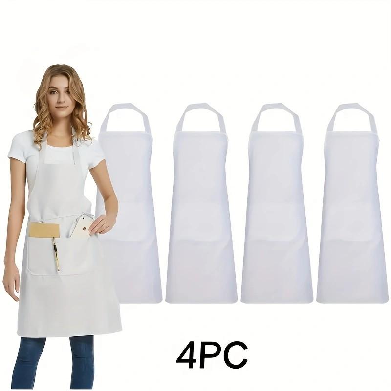 4pcs Adjustable Canvas Aprons with Pockets Comfort Fit for Cooking Chefs Waiters BBQs Hairdressers Easy Clean