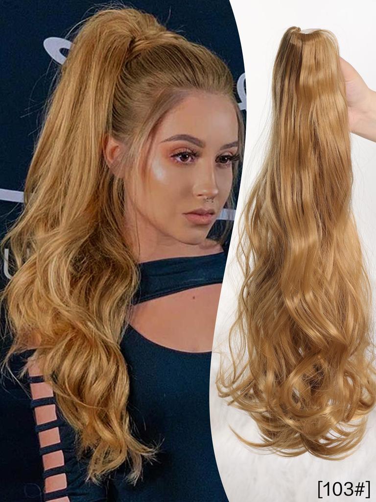 18-дюймовый черный красный блондин коричневый конский хвост наращивание коготь вьющиеся волнистые клипсы накладные волосы конский хвост наращивание волос длинный конский хвост синтетический для женщин