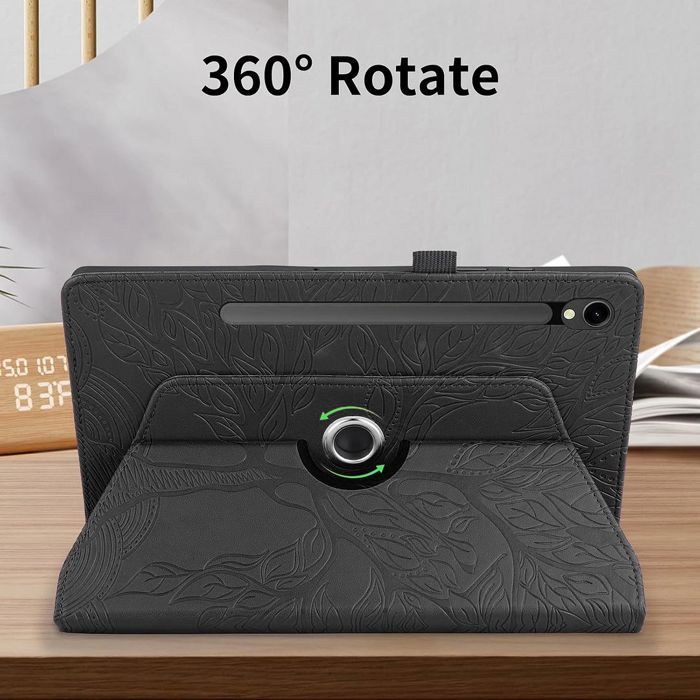 Coque + Verre Trempé pour Samsung Galaxy Tab S9 / S9 FE / S10 FE /S10 Lite, Rotatif Cuir PU Noir