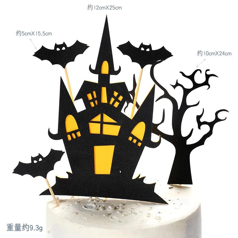 Halloween DIY Cake Toppers Cupcake Topper Castle Vampire Ghost Witch Pumpkin Cake Flags Kids Wedding Birthday Party Baking Decor